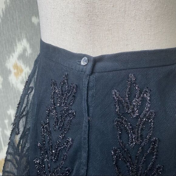 Ralph Lauren Black on Black Embroidered Tulle & Lace Tiered Maxi Ball Skirt - Picture 15 of 16